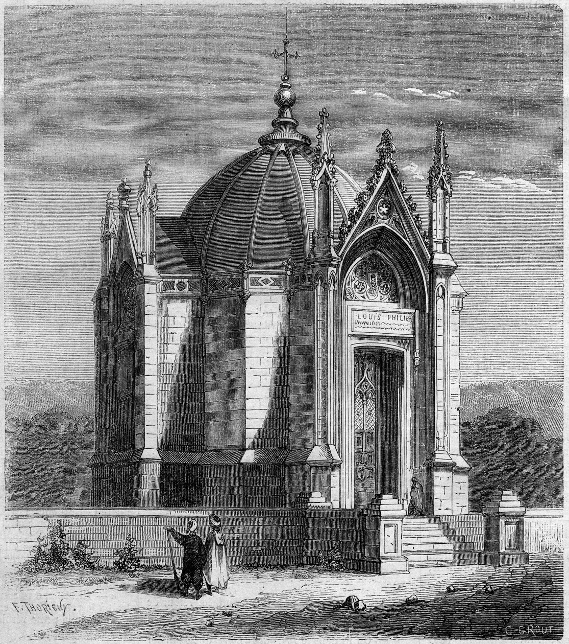 Arquitectura religiosa: vista exterior da capela Saint Louis (1842), Cartago, Tunísia de French School