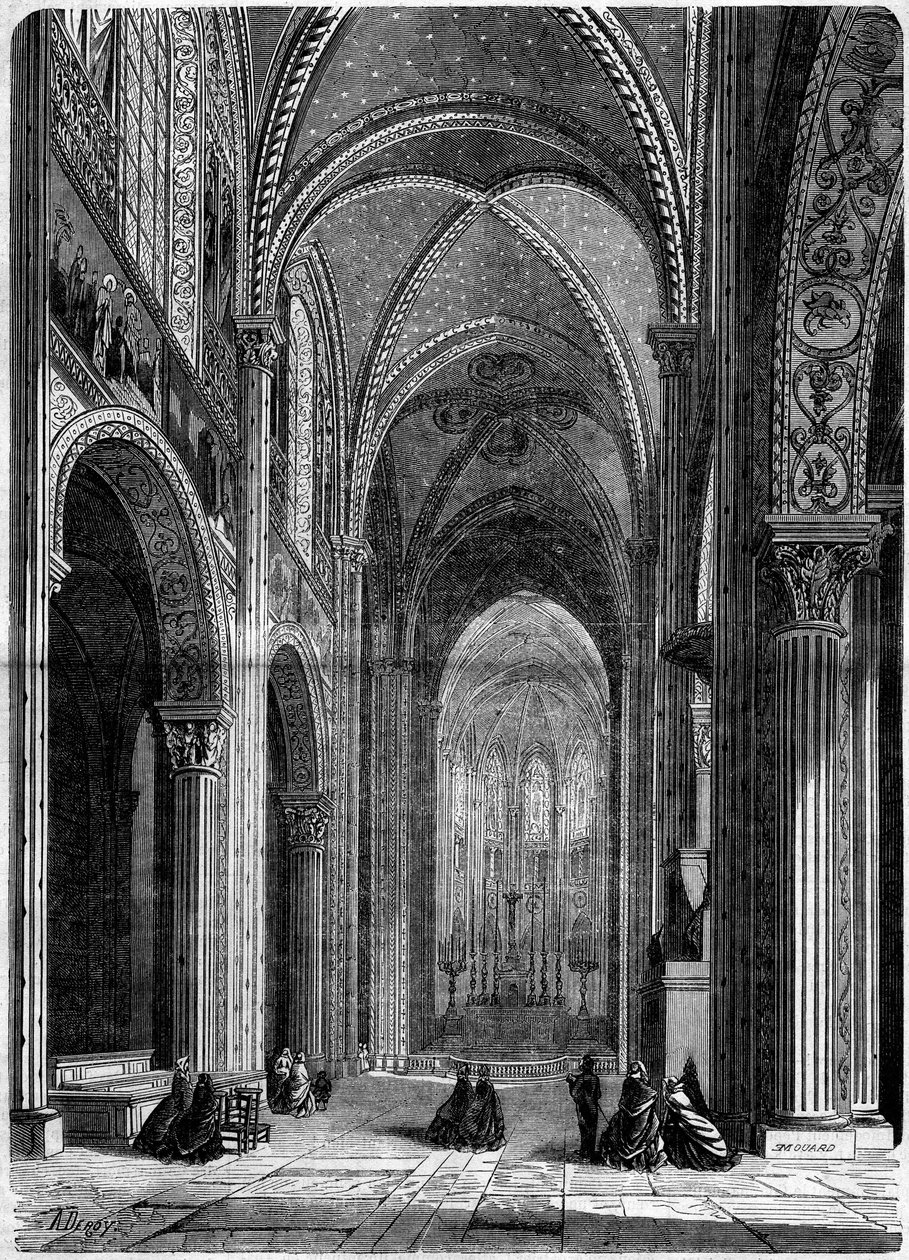 Arquitectura religiosa: vista interior da igreja de Saint Germain des Pres, em Paris de French School