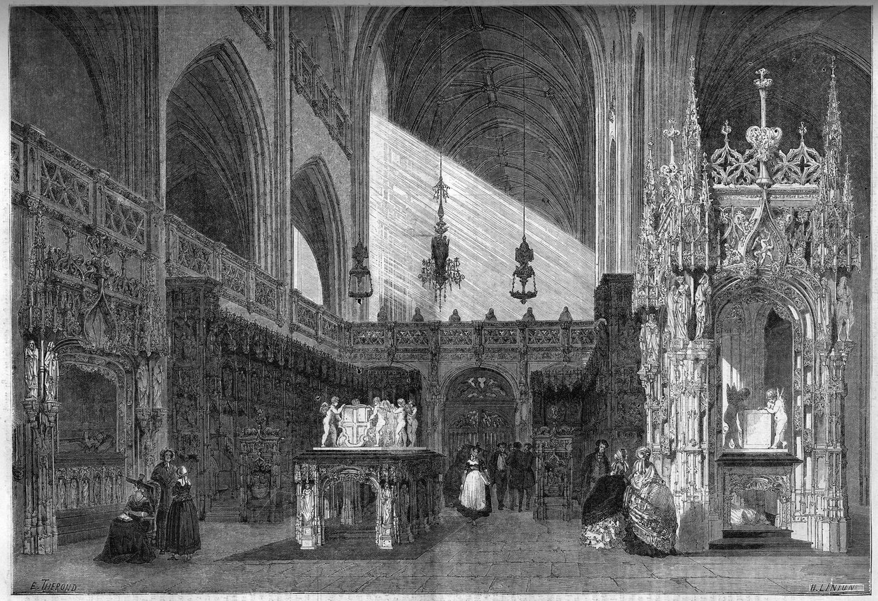 Arquitectura religiosa: vista do coro da igreja (1513-1532) de Brou, Ain (01) de French School
