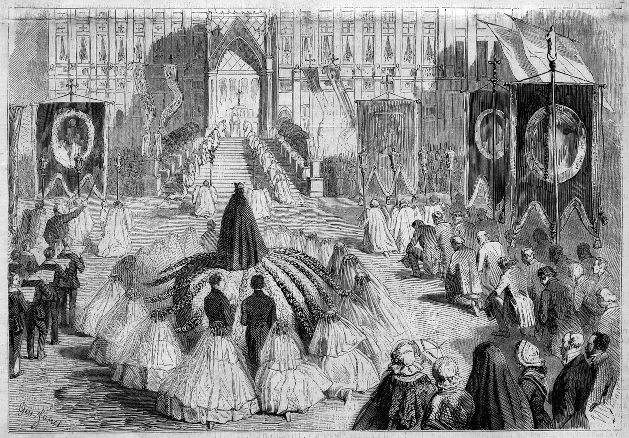 Cerimônia religiosa durante a Feira de Bruxelas (Bélgica) de French School