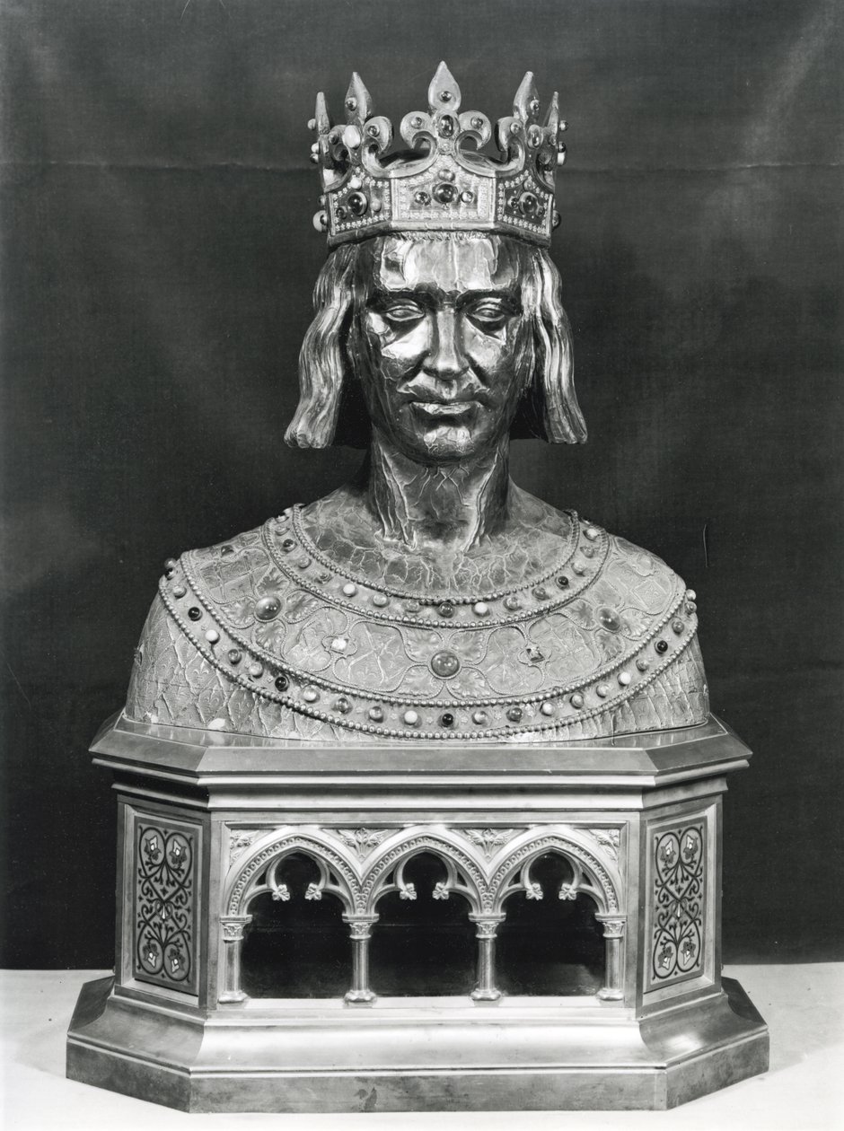 Relicário busto de St. Louis (1214-70) (prata dourada) de French School