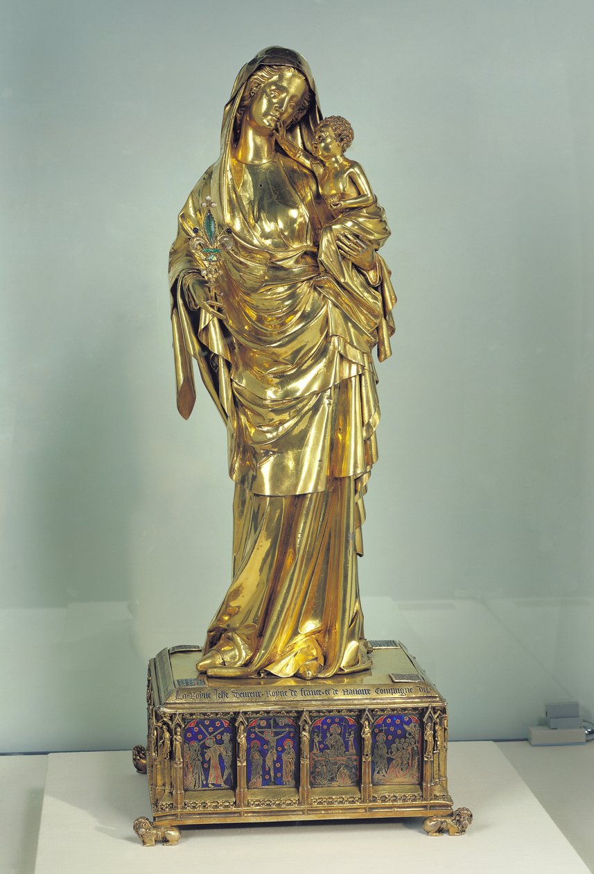 Relicário da Virgem de Jeanne d&39;Evreux, c, 1324-29 (ouro e prata) (para detalhes ver 110882) de French School