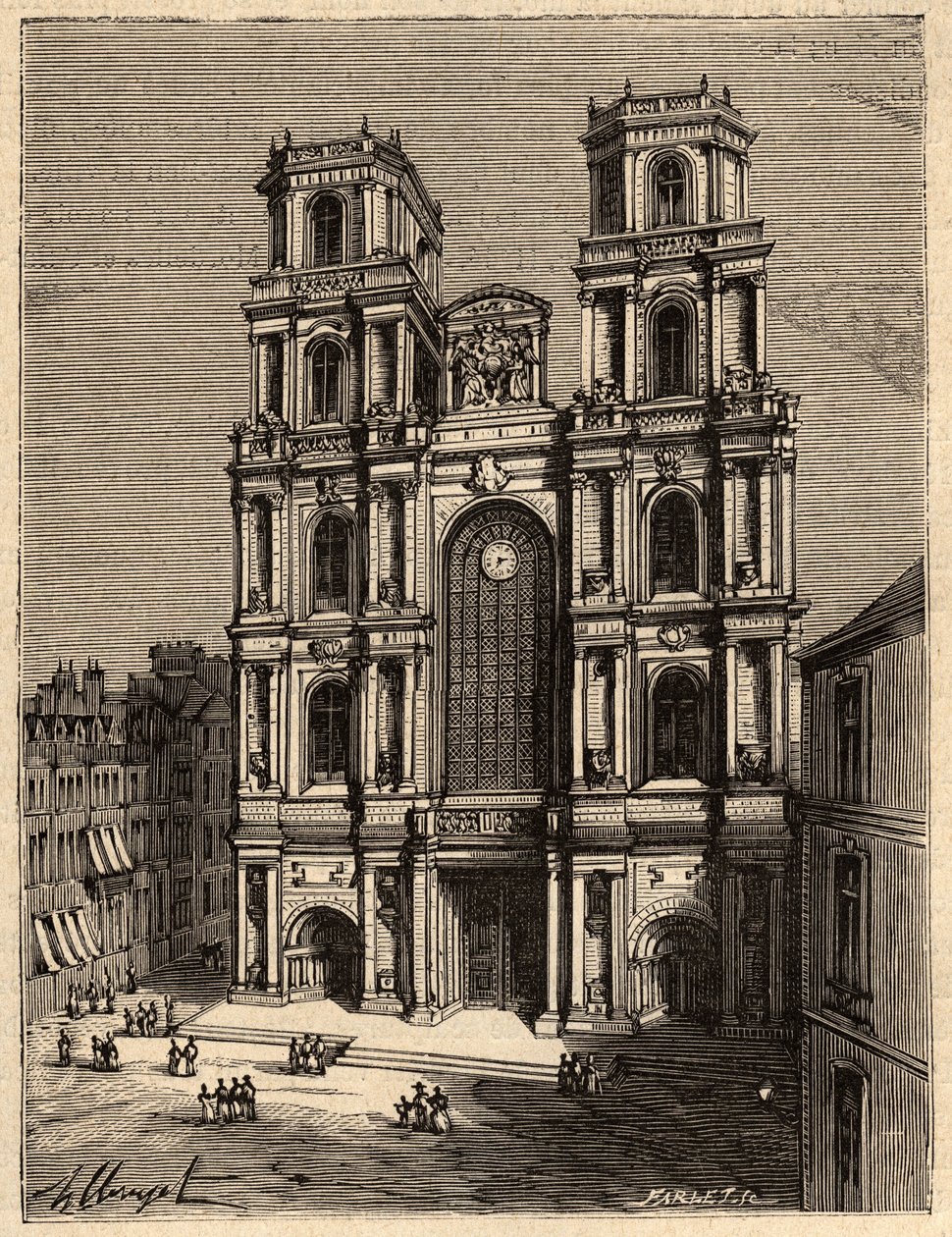 Rennes - La Cathedrale Saint Pierre - - gravura em "PATRIE" - DESCRIÇÃO PECTUREQUIREQUE DE LA FRANCE EN 6 VOLUES BY LUCIEN HUARD - final do século XIX de French School