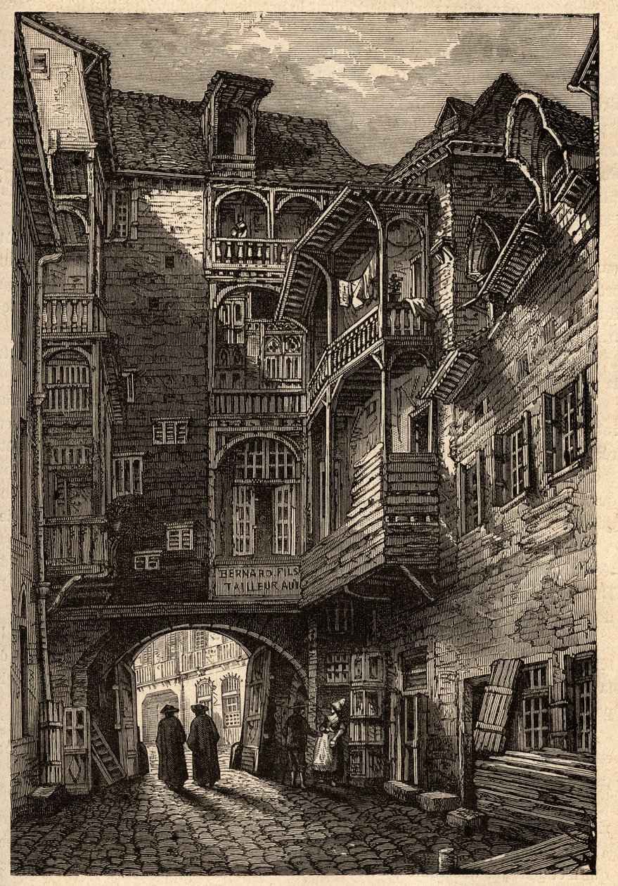 Rennes - A velha porta da passagem dos Carmelitas - gravação em "PATRIE" - PECTUREZA DESCRIÇÃO PREQUISTA DA FRANÇA EM 6 VOLUME POR LUCIEN HUARD - final do século XIX de French School