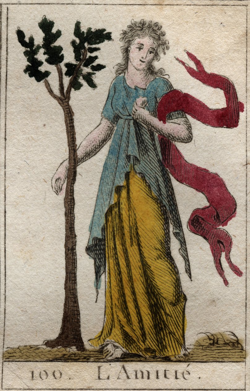 Representação de amizade. De "Mythology of Youth" de Pierre Blanchard 1803. de French School