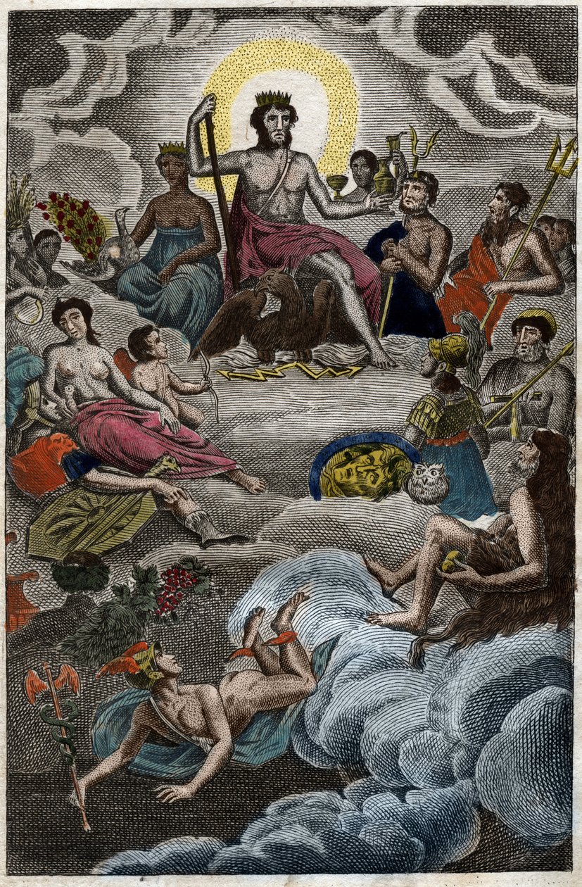Representação da Assembleia dos Deuses no monte Olimpo ou Doze Olimpíadas. da "Mitologia da Juventude" de Pierre Blanchard 1803. de French School