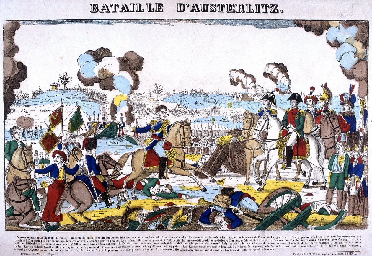 Representação da Batalha de Austerlitz, ou Batalha dos Três Imperadores, em 12/02/1805. Foto da Epinal de French School