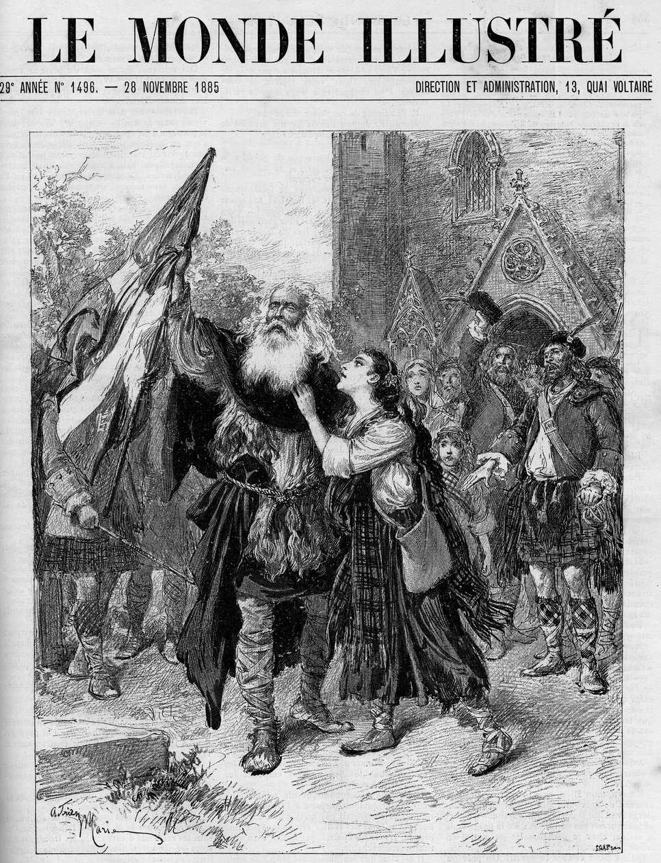 Representação do drama em cinco actos "Les Jacobites" de François Coppee (1842-1908) no teatro de l