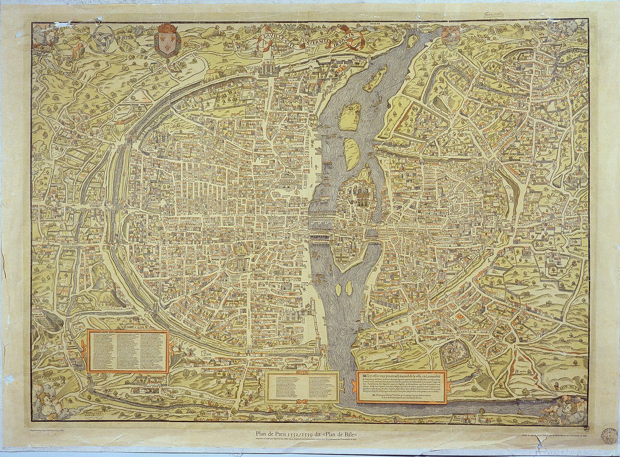 Reprodução do Mapa de Basileia de Paris, originalmente produzido em 1552-59 de French School