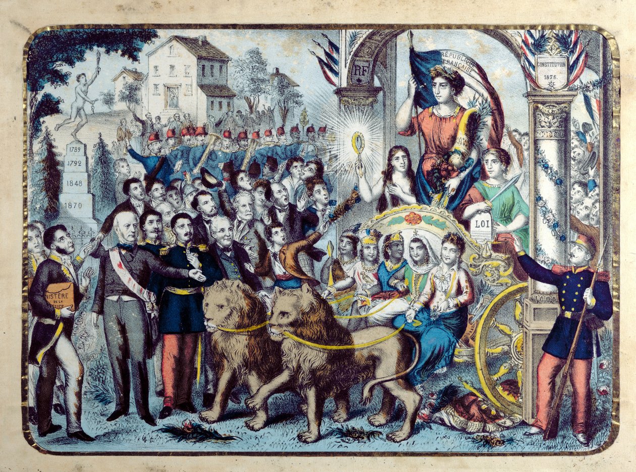 Alegoria republicana celebrando a Constituição francesa de 1876 de French School