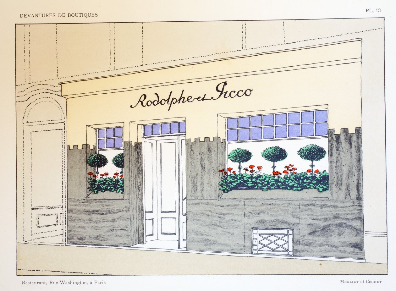 Restaurante, placa 13, ilustração de montras por Louis-Pierre Sezille, Paris, 1927 de French School