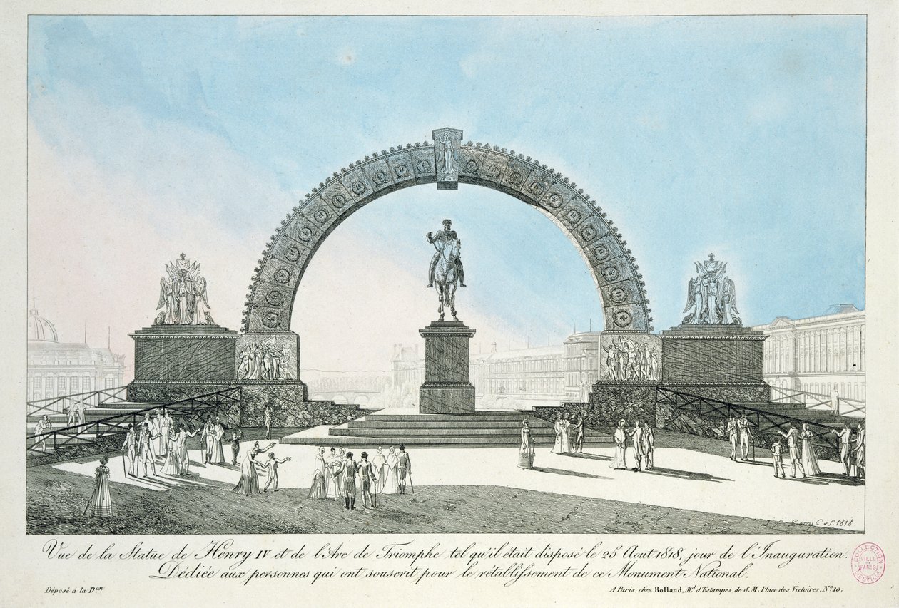 Restauração da Estátua de Henrique IV na Pont Neuf, Paris, 25 de agosto de 1818 de French School