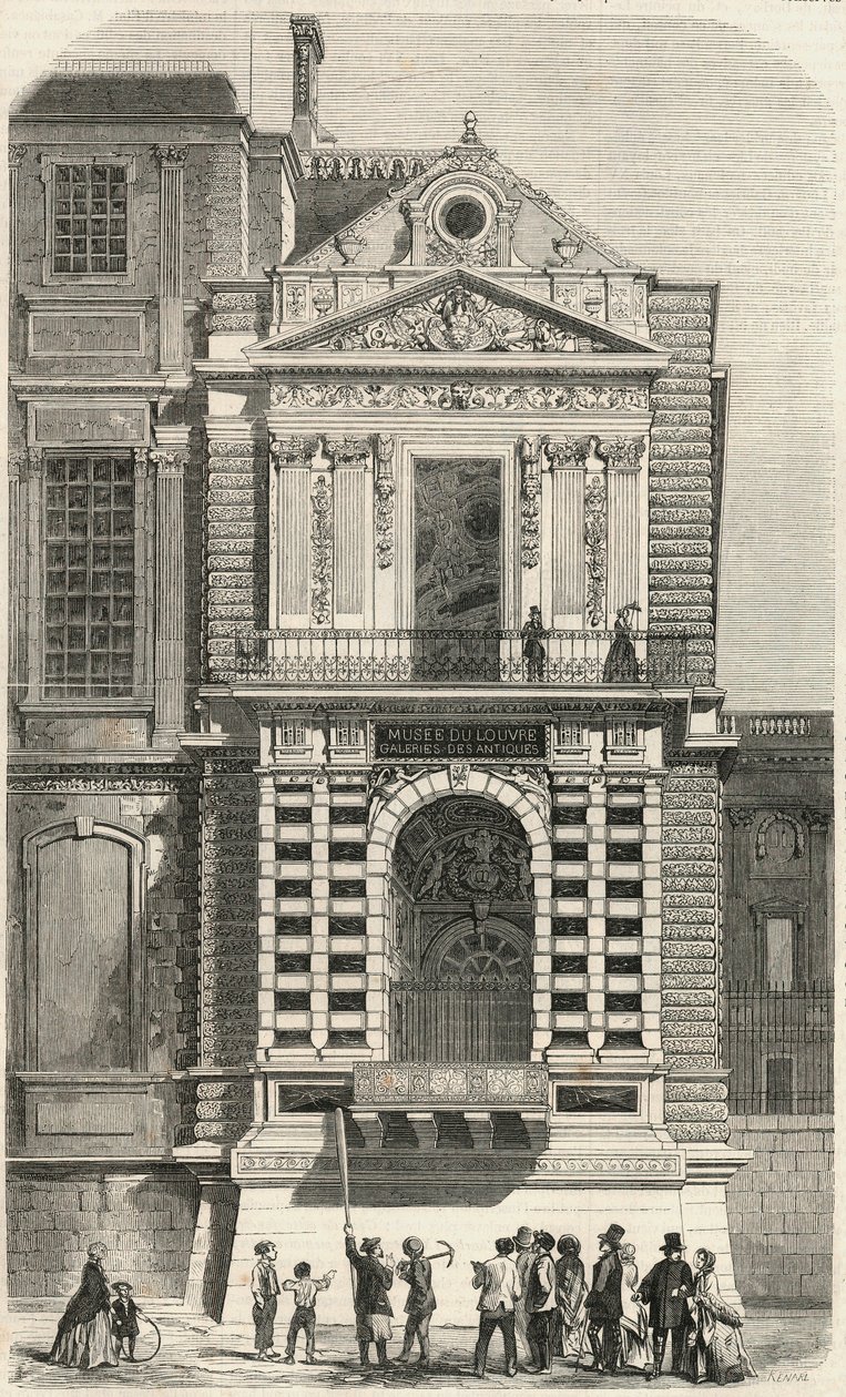 Restauração das janelas conhecidas como Charles IX no Louvre no século XIX - Gravação em "Tableau-de-Paris" de Edmond Texier 1852 de French School