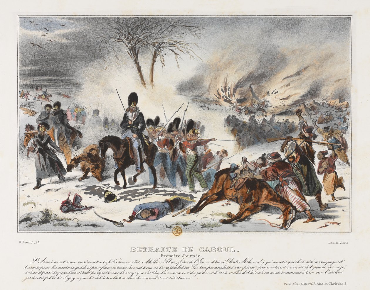 Retiro de Cabul em 6 de janeiro de 1842 de French School