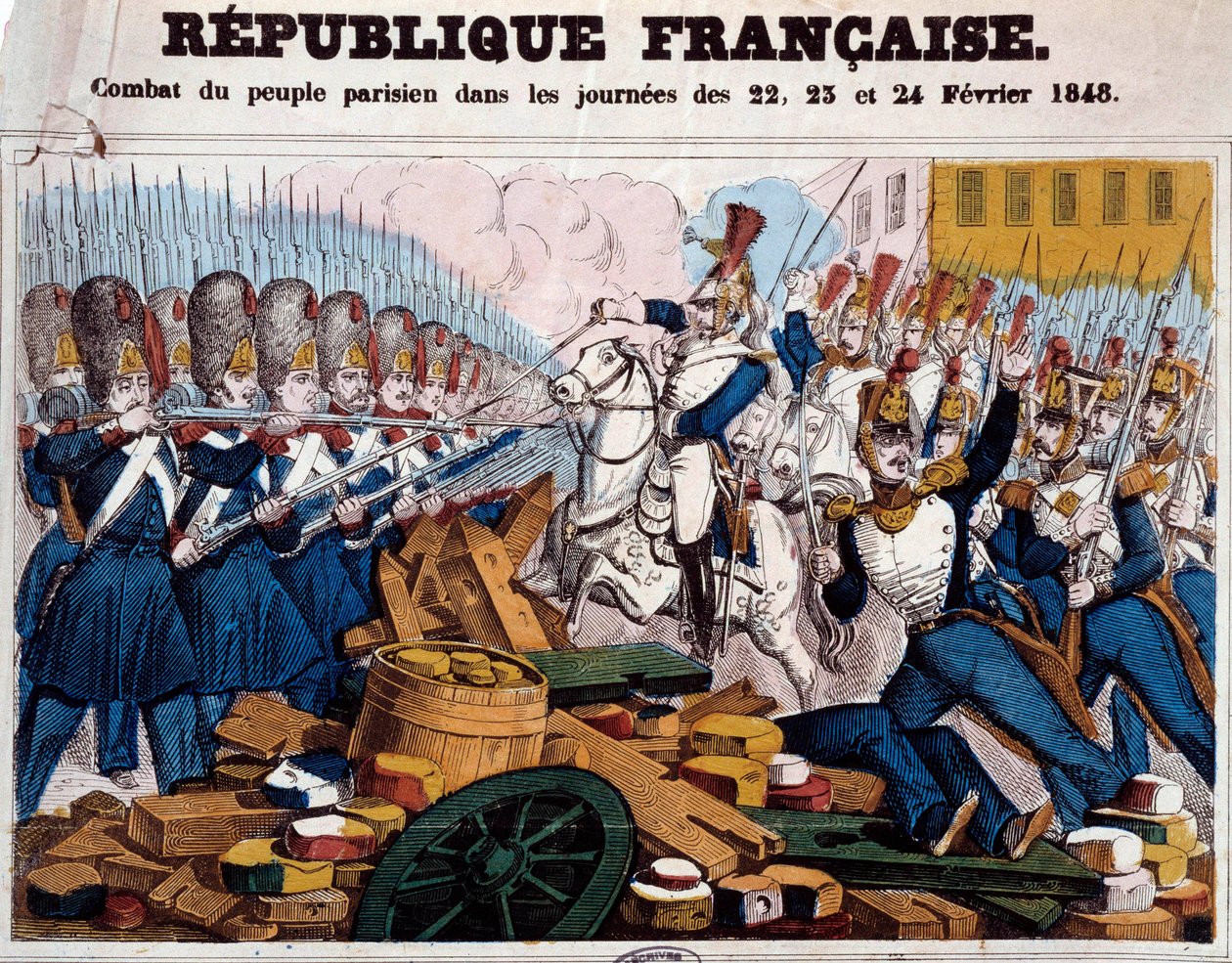 Revolução de 1848: a luta do povo parisiense nas barricadas, nos dias 22, 23 e 24 de fevereiro de French School