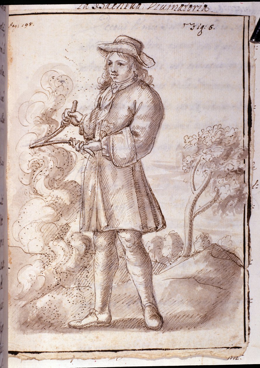 Rhabdomancy - rhabdomancy - sourcellerie - em "Física oculta, ou Tratar da varinha de condão e sua utilidade para a descoberta das fontes das minas das caches, dos ladrões e dos murtriers fugitivos, etc". - por Pierre Le Lorrain (Abbe de Vallemo de French School
