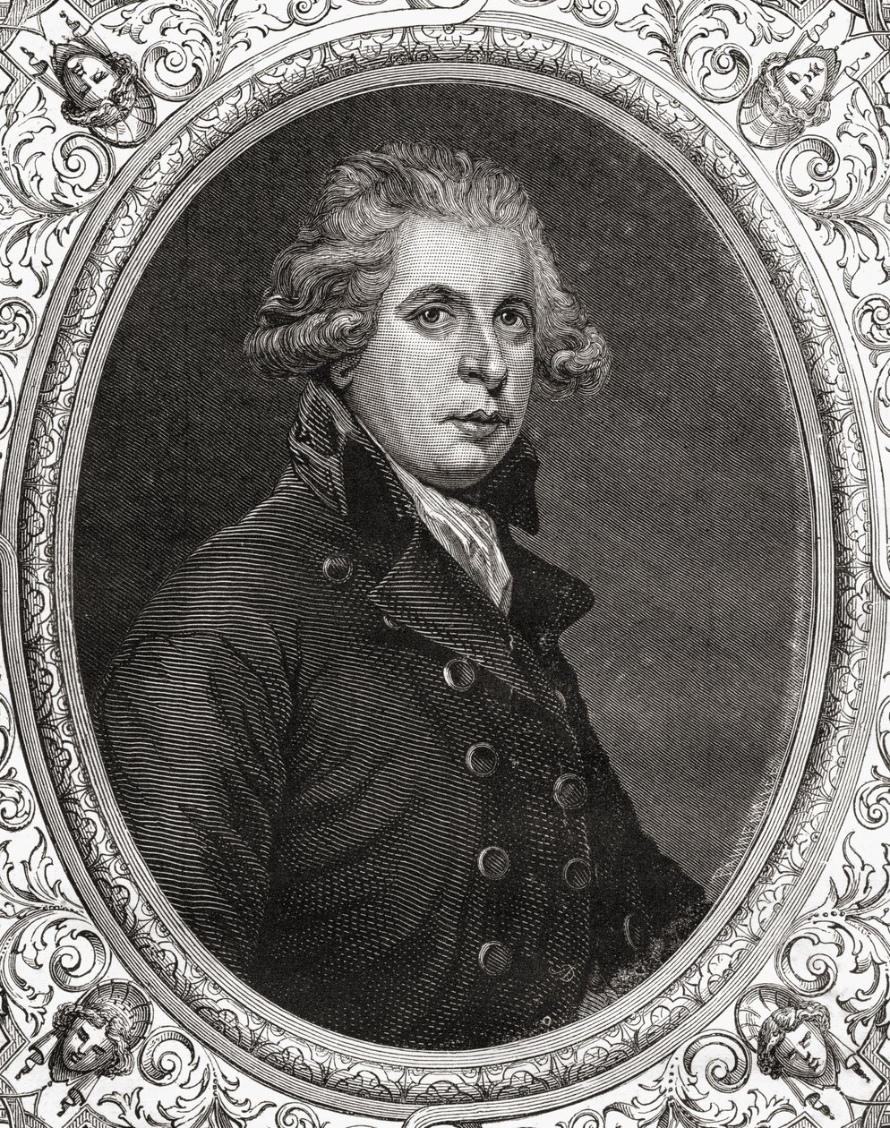 Richard Brinsley Sheridan, de "História da Revolução Francesa" por Louis Blanc (1811-82) de French School