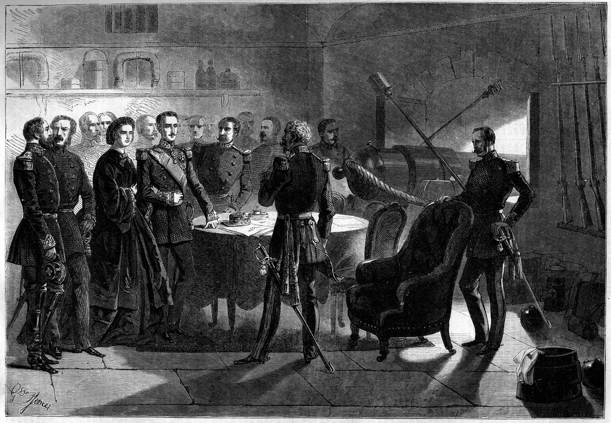 Risorgimento - Expedição das Mil ou Camisas Vermelhas por Giuseppe Garibaldi (1807-1887) - Cerco de Gaete, Itália de French School