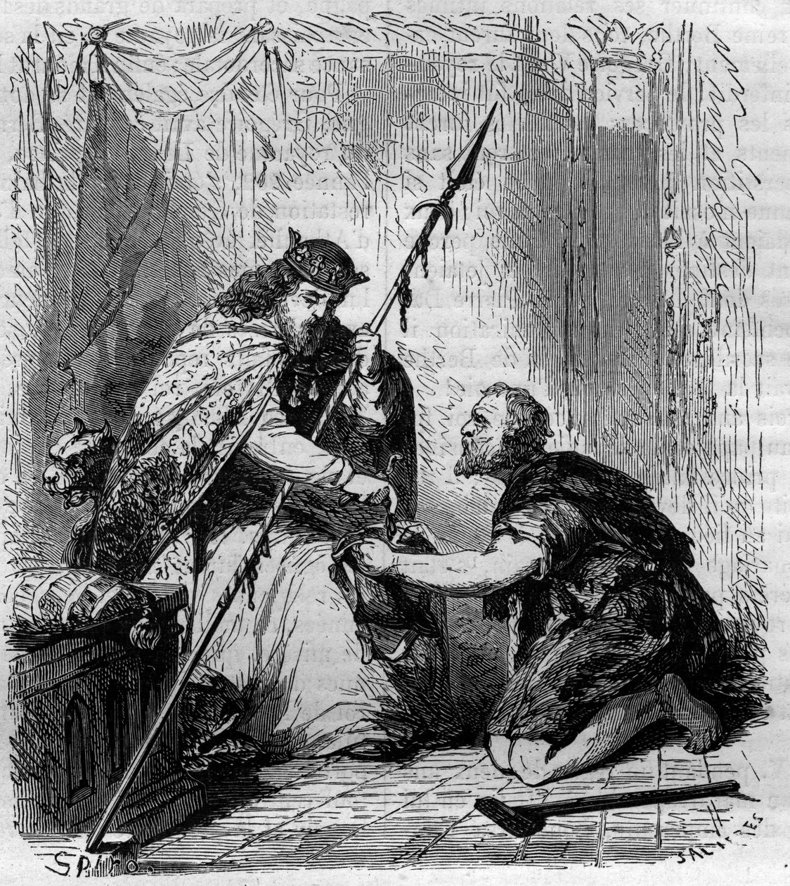 Robert II, o Pio (972-1031), rei da França, distribuindo almôndegas. Gravura em "Histoire des Papes-Rois-Queen and Empereurs a travessa les centuries", de Maurice Lachatre de French School