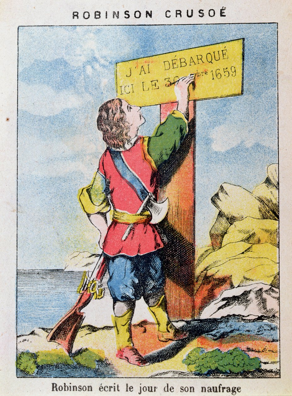 Robinson Crusoe escreve a data do naufrágio de French School