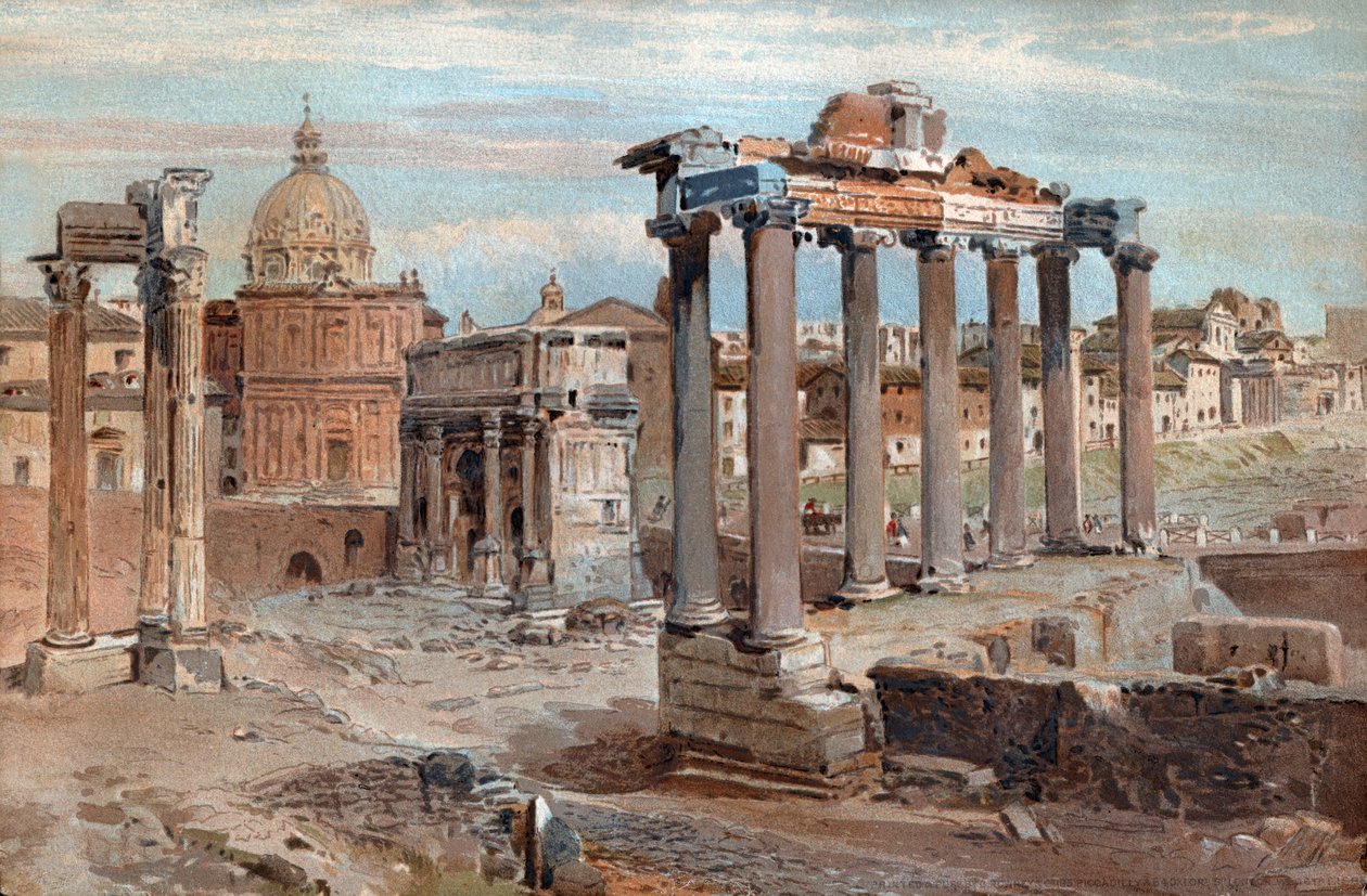 Fórum Romano. Fórum romano. (aguarela, por volta de 1900) de French School