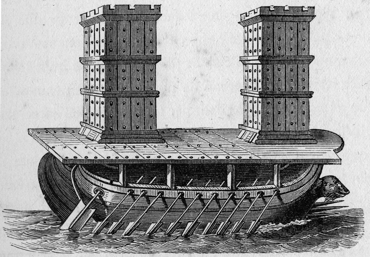 Roman, um navio torre. Gravura em "La Marine et les colonies: comércio de French School