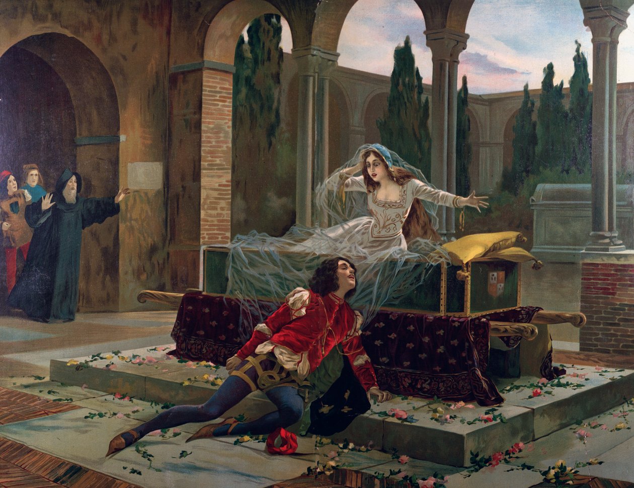 Romeu e Julieta Cena da ópera de Romeu e Julieta de Charles Gounod (1818-1893). c.1880. de French School