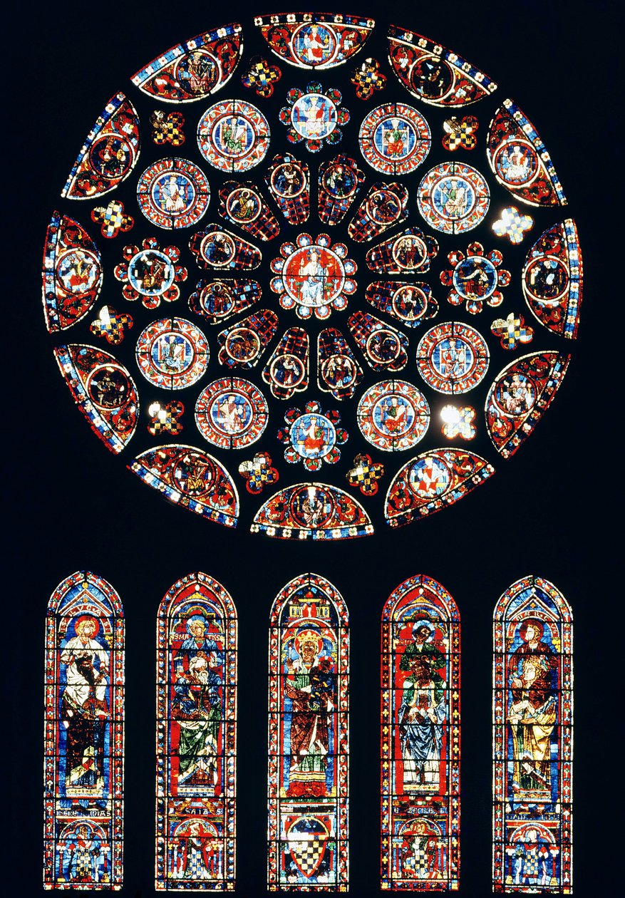 Janelas de rosa e lanceta da parede sul, c.1224 de French School