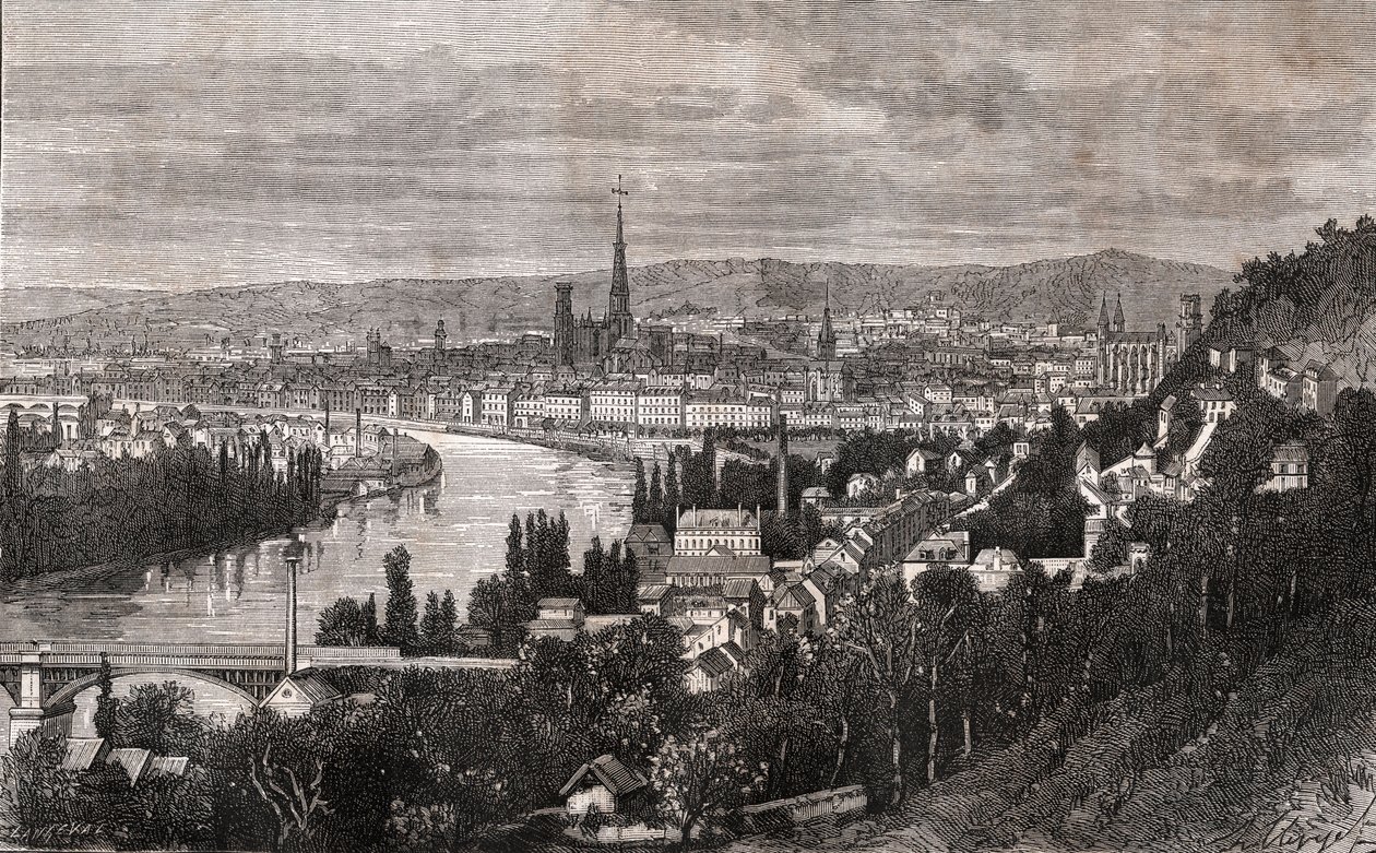 Rouen - Seine-Maritime - gravura em "La France illustree: geography, history, statistical administration" de V.A. Malt-Brown. 1884 de French School