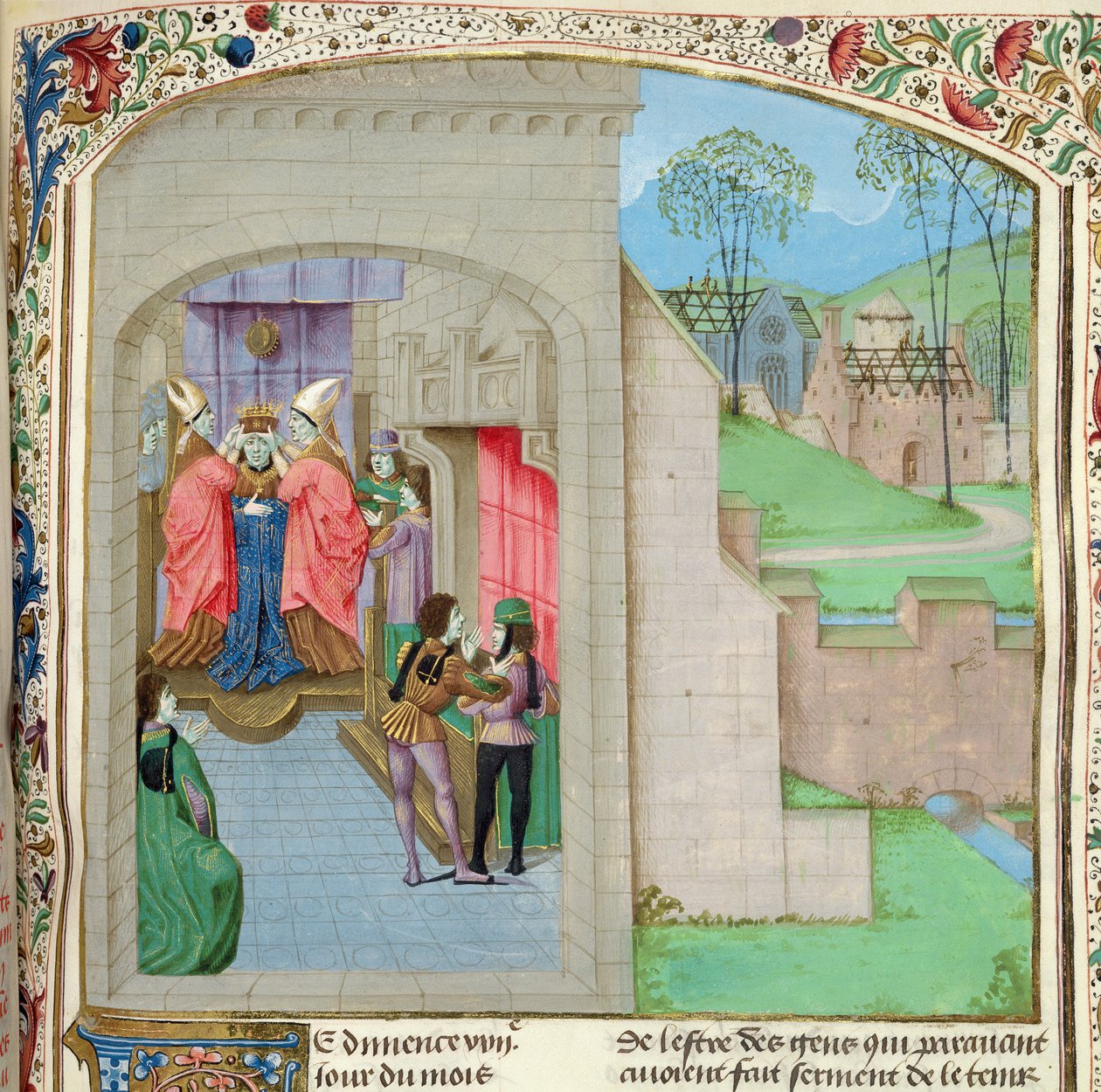 Roy 15 E IV f.236 Coroação de Guilherme I, de Anciennes Chroniques d