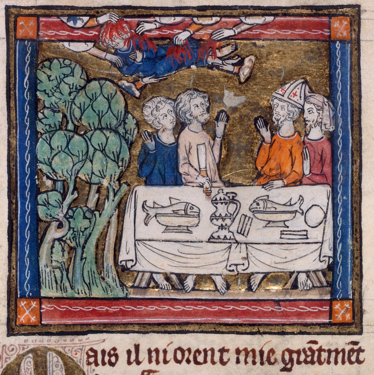 Real 14 E. III, f.76v Sete Mãos Lançam Fogo em Moys, ilustração de 