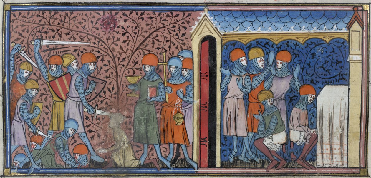 Royal 16 G. VI, f.185v Raid of the Mansur of Cordoba, ilustração do 