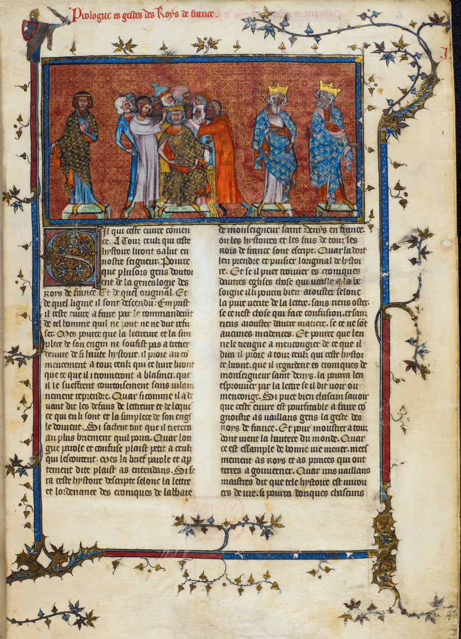 Royal 16 G. VI, f.3 A coroação de Pharamond, ilustração das 