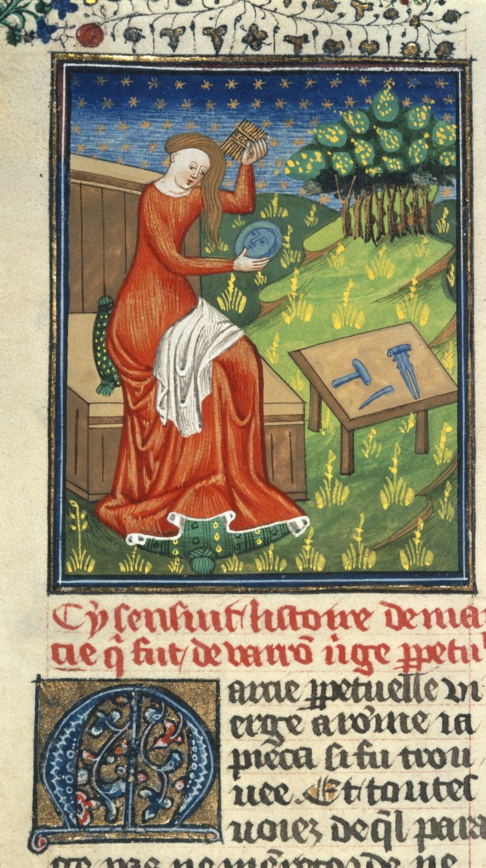 Real 16 G. V, f.80 Jaia de Cízico, com pente, espelho e ferramentas de escultor, ilustração de 
