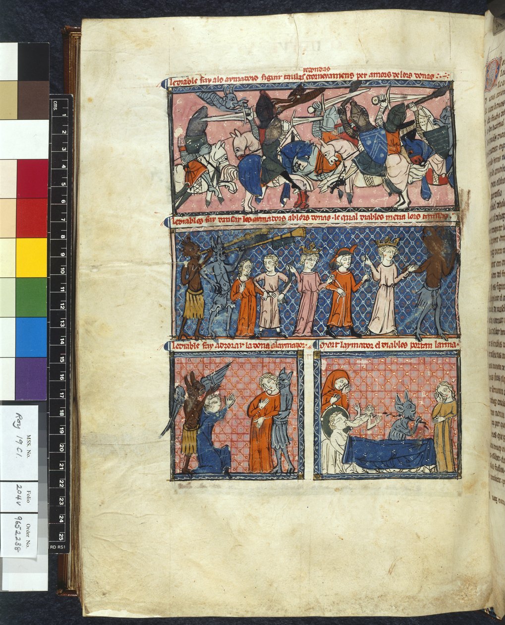 Royal 19 C. 1, f.204v Diabolic Temptations, ilustração de 