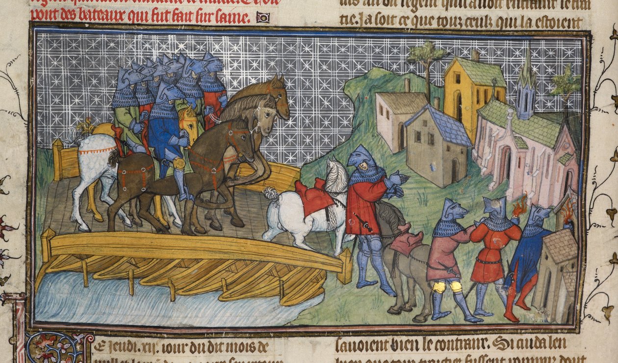 Royal 20 C. VII, f.136v Passagem do Sena, ilustração das 