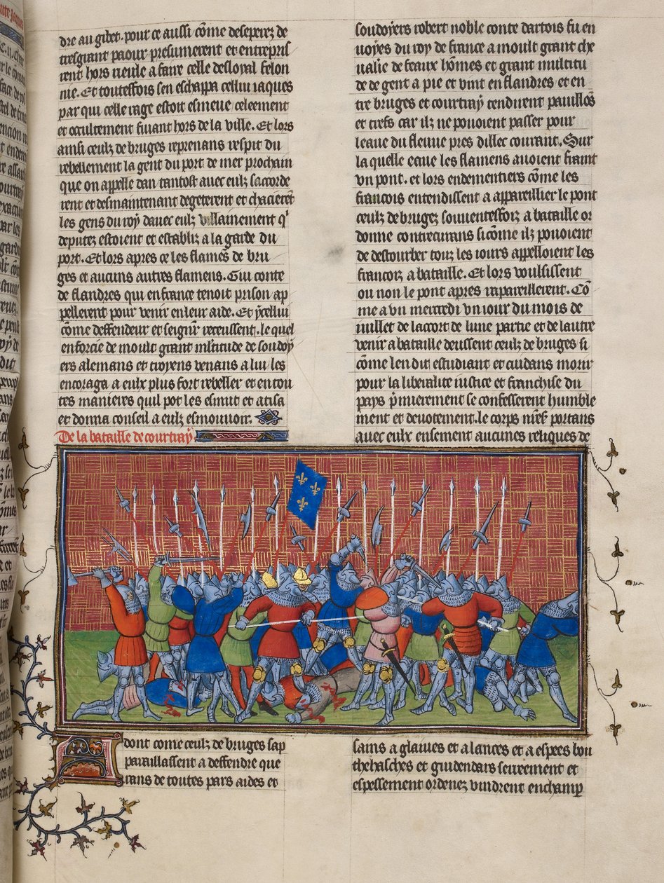 Real 20 C. VII, f.34 A Batalha de Courtrai, ilustração das 
