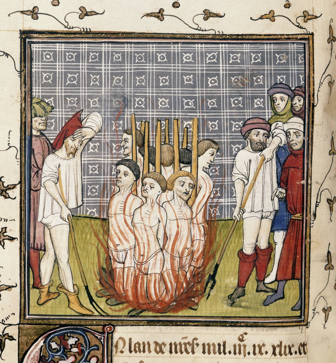 Royal 20 C. VII, f.44v Queima dos Templários, ilustração do 