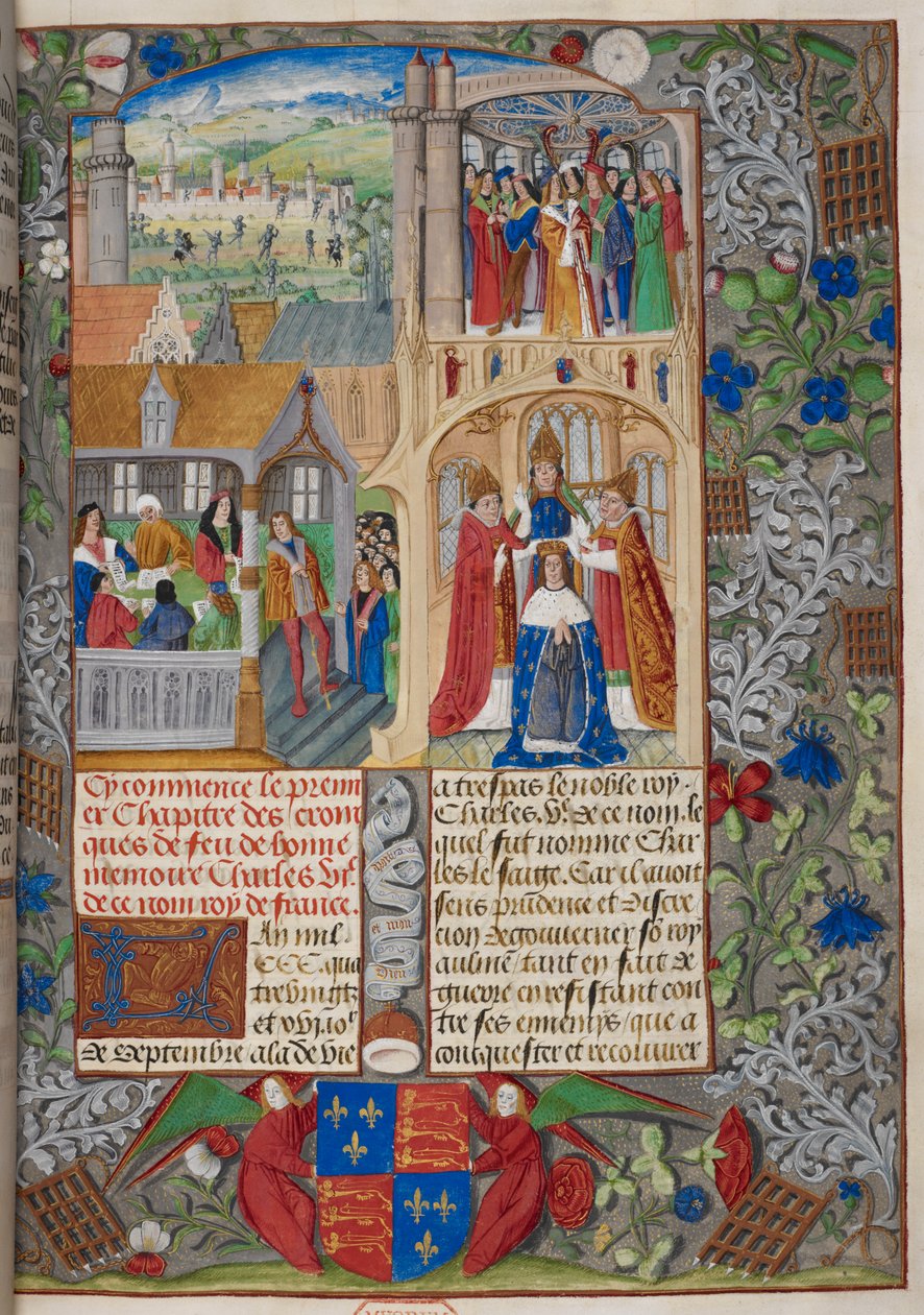 Royal 20 E. V, f.8 Coroação de Carlos VII, cenas do 