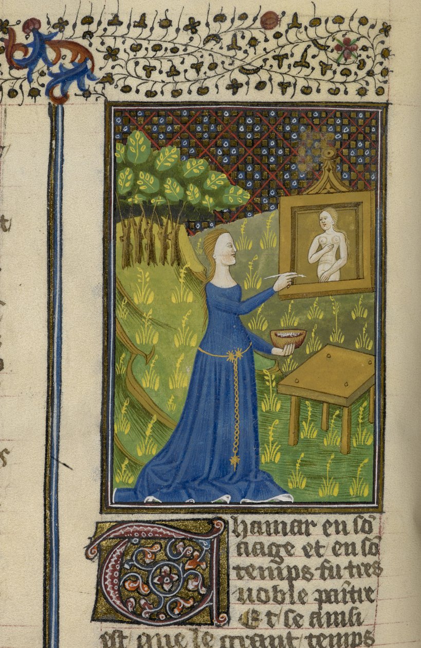 Royal MS 16 G V f.68v Thamar pintando a deusa Diana, de 