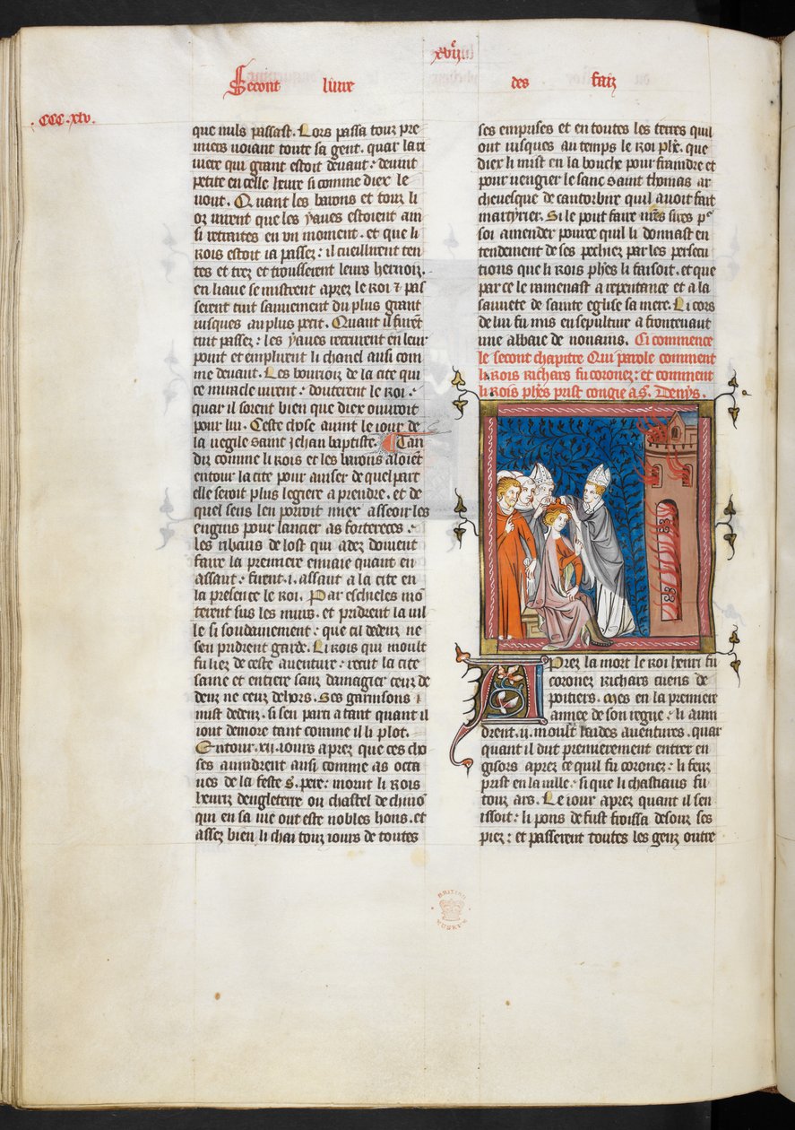 Royal Ms 16 g VI f.347v Coroação do Rei Ricardo I, ilustração de 