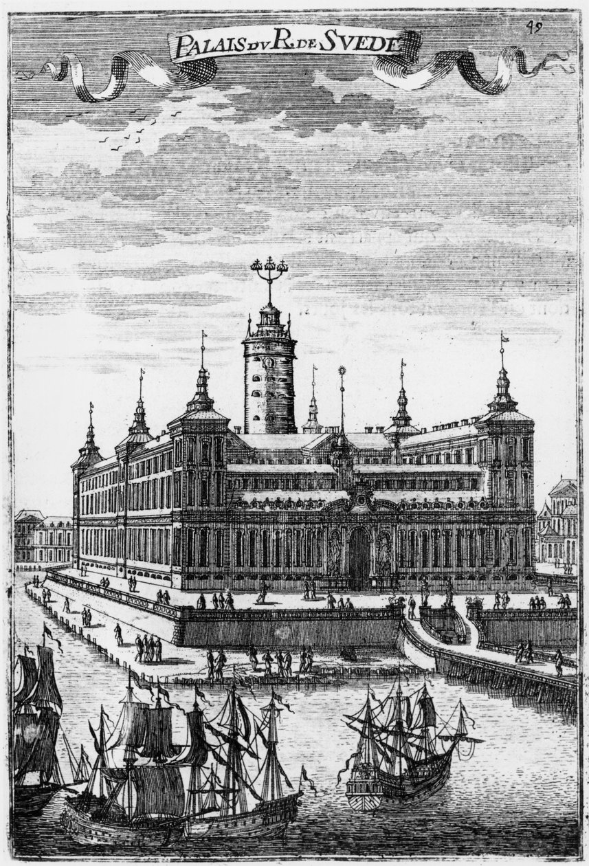Palácio Real de Estocolmo, ilustração da descrição de lUnivers por Allain Manesson Mallet (1630-1706) publicado Paris, 1683 de French School