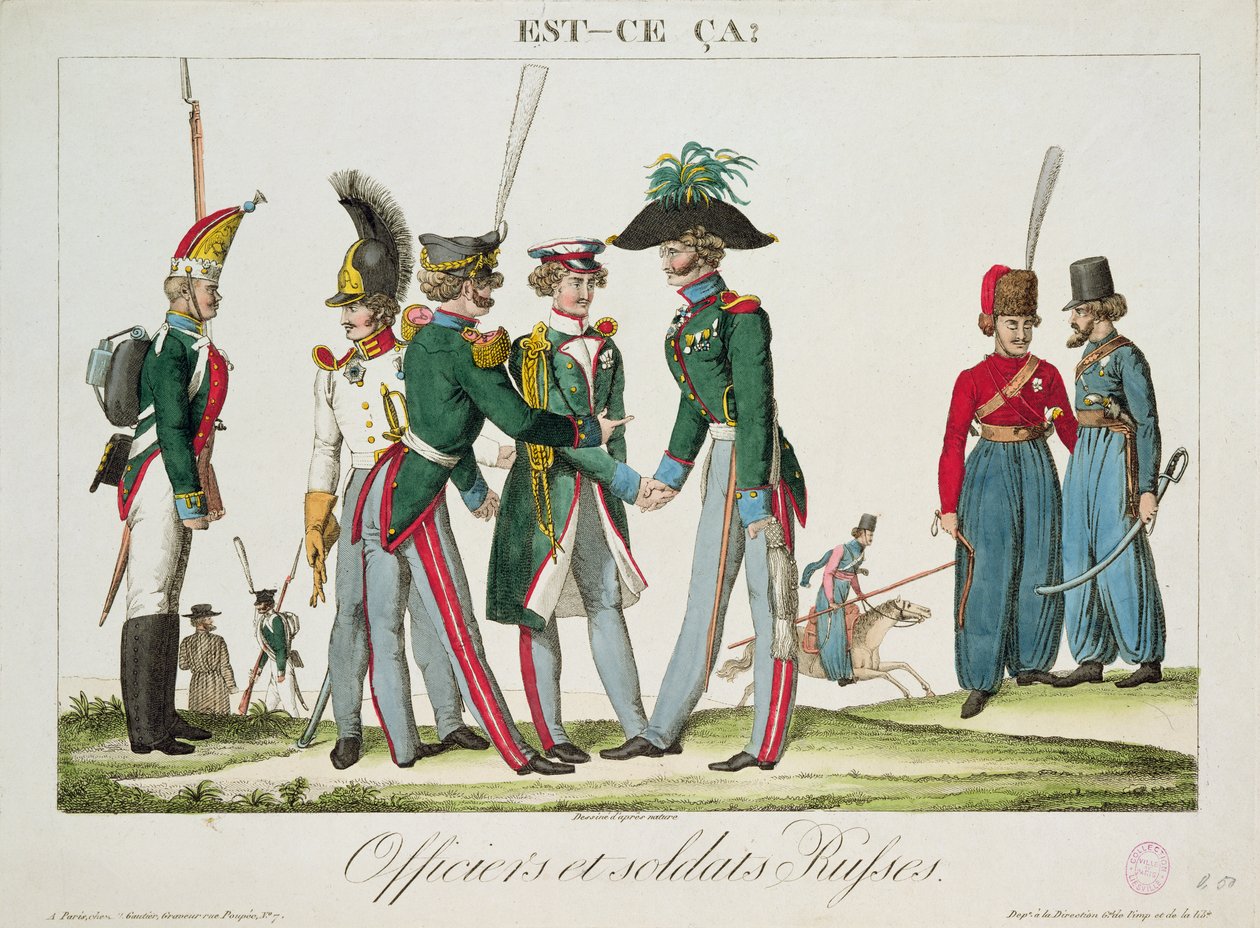 Oficiais e soldados russos, 1815 de French School