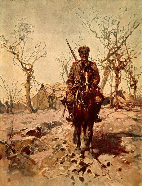 Soldado russo durante a 1ª Guerra Mundial de French School