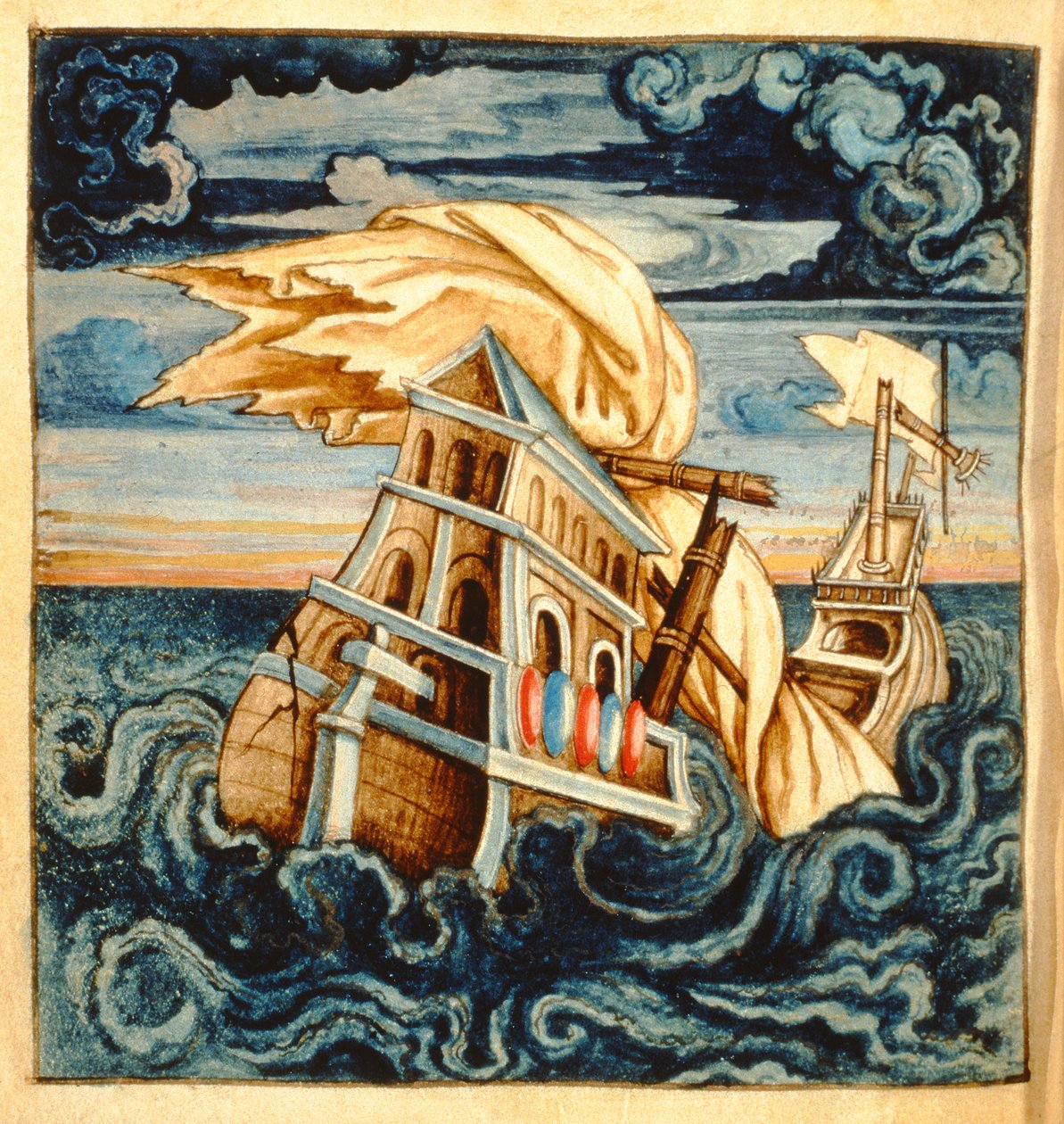 SMM2 p.11 Naufrágio, de Theatre des Vices et Vertus, de Jan van der Noot (c.1539-95) de French School
