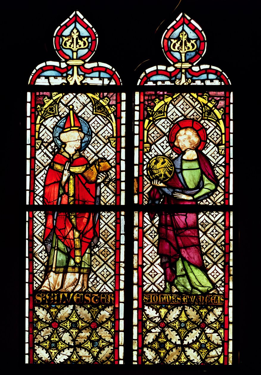 SS. Sylvester e John the Evangelist, da Igreja Colegiada de Nossa Senhora da Assunção em Romont, c.1330 de French School