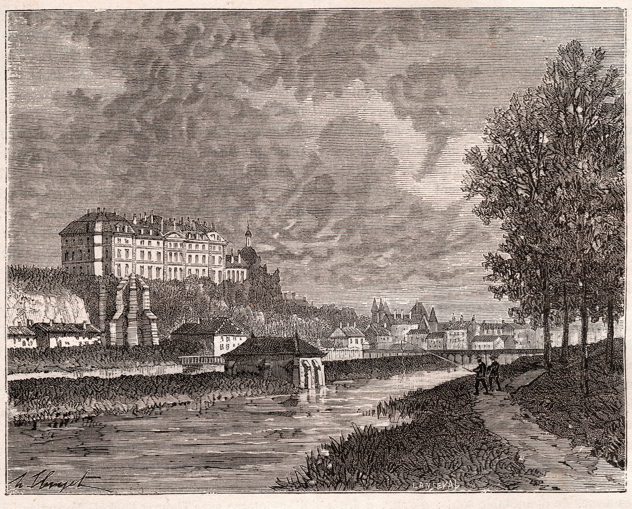 Sable-sur-Sarthe (Sable sur Sarthe) - gravura em "La France illustree: geography, history, statistical administration" de V.A. Malt-Brown. 1884 de French School