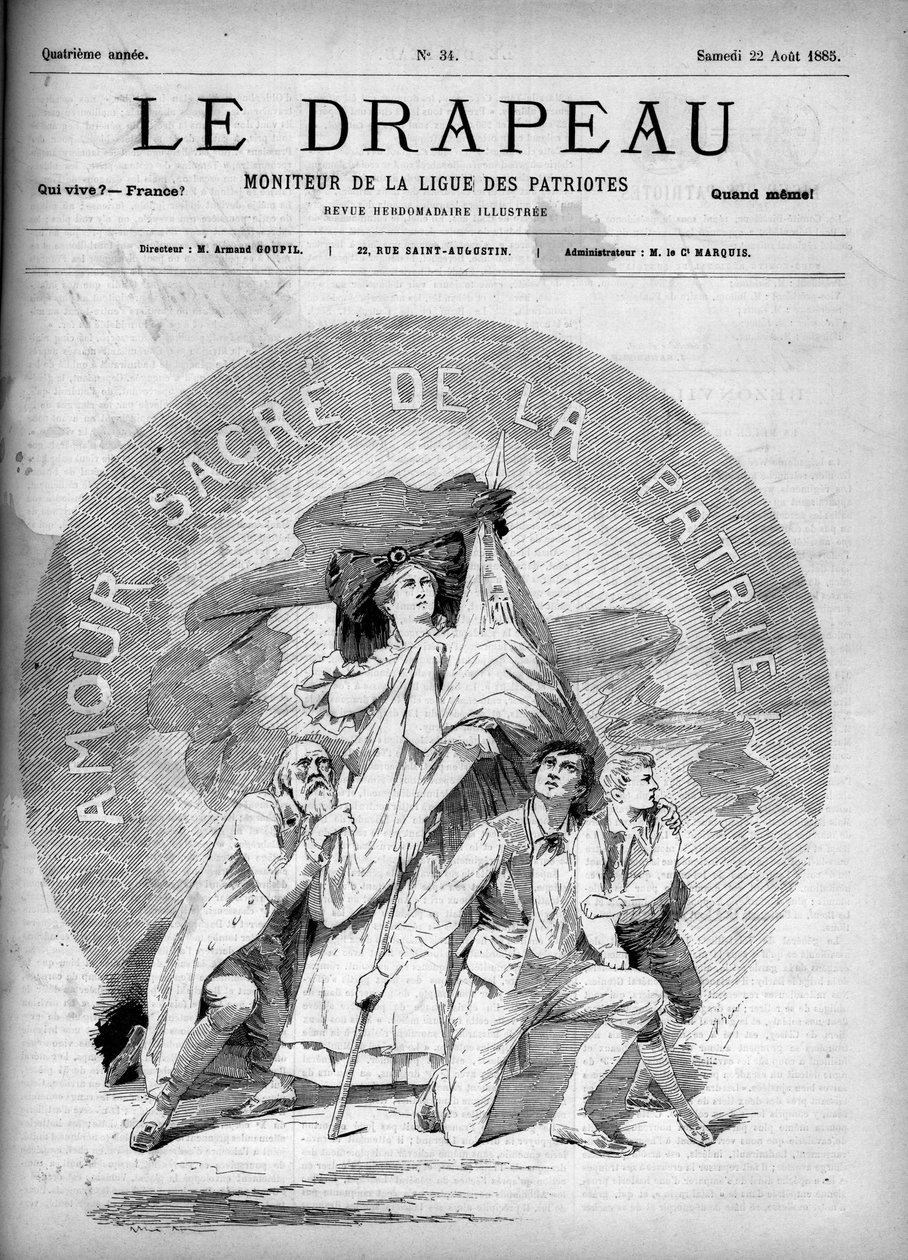 Sagrado Amor da Pátria - capa de "A Bandeira - Monitor da Liga dos Patriotas" - 22 de agosto de French School