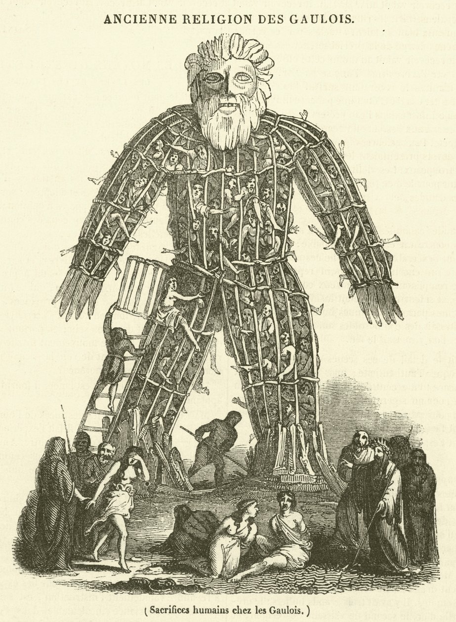 Sacrifício humano entre os Gauleses (gravura) de French School