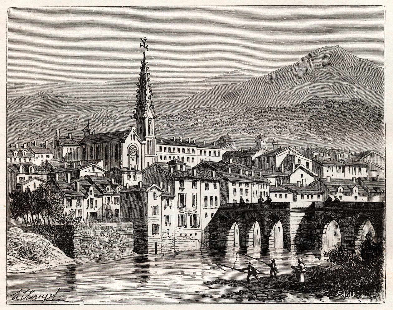 Saint-Antonin-Noble-Val (Saint Antonin Noble Val) - Languedoc-Roussillon-Midi-Pyrenee - gravura em "France illustree: geography, history, statistical administration" de V.A. Malt-Brown. 1884 de French School